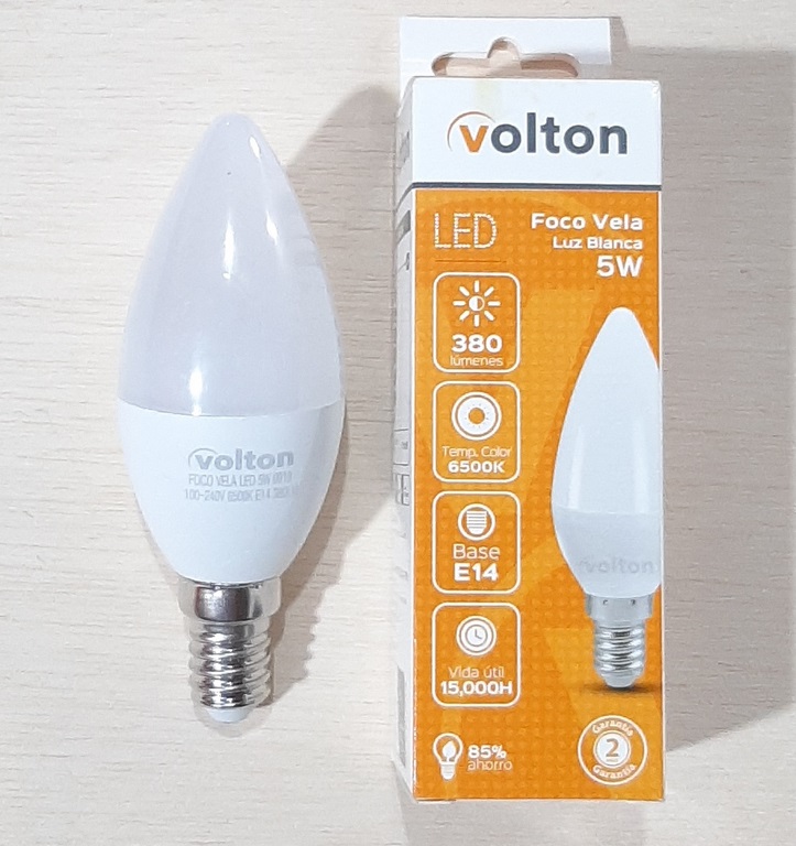 FOCO VELA LED 5W E14 VOLTON 100-240V 6500K