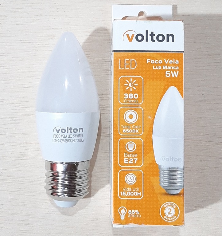 FOCO VELA LED 5W E27 VOLTON 100-240V 6500K