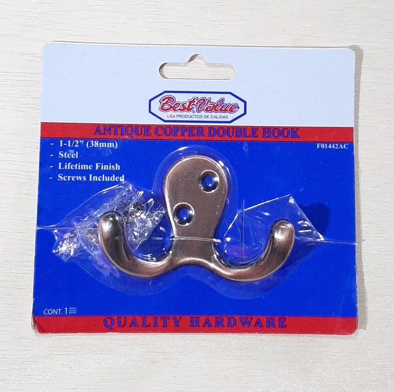 GANCHO DOBLE P/COLGAR AC COBRE EN BLISTER