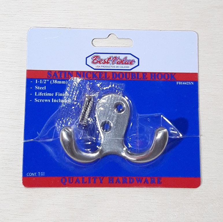 GANCHO DOBLE P/COLGAR SN NIQUELADO EN BLISTER