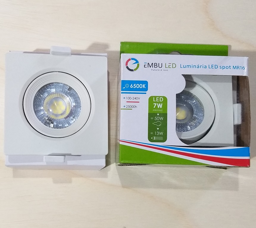 OJO BUEY 7W 6500K CUADRADO BLANCO ODB EMBU LED