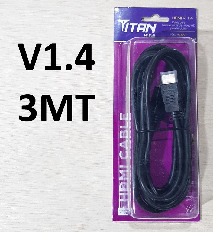 CABLE HDMI V1.4 NEGRO 3MT P/TV