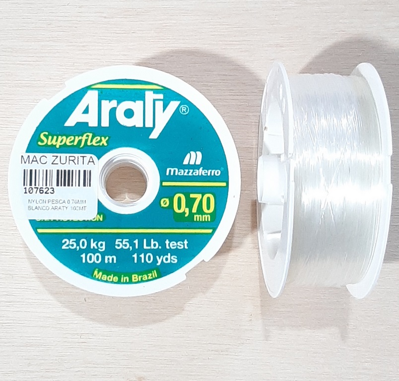 NYLON PESCA 0.70MM BLANCO ARATY 100M