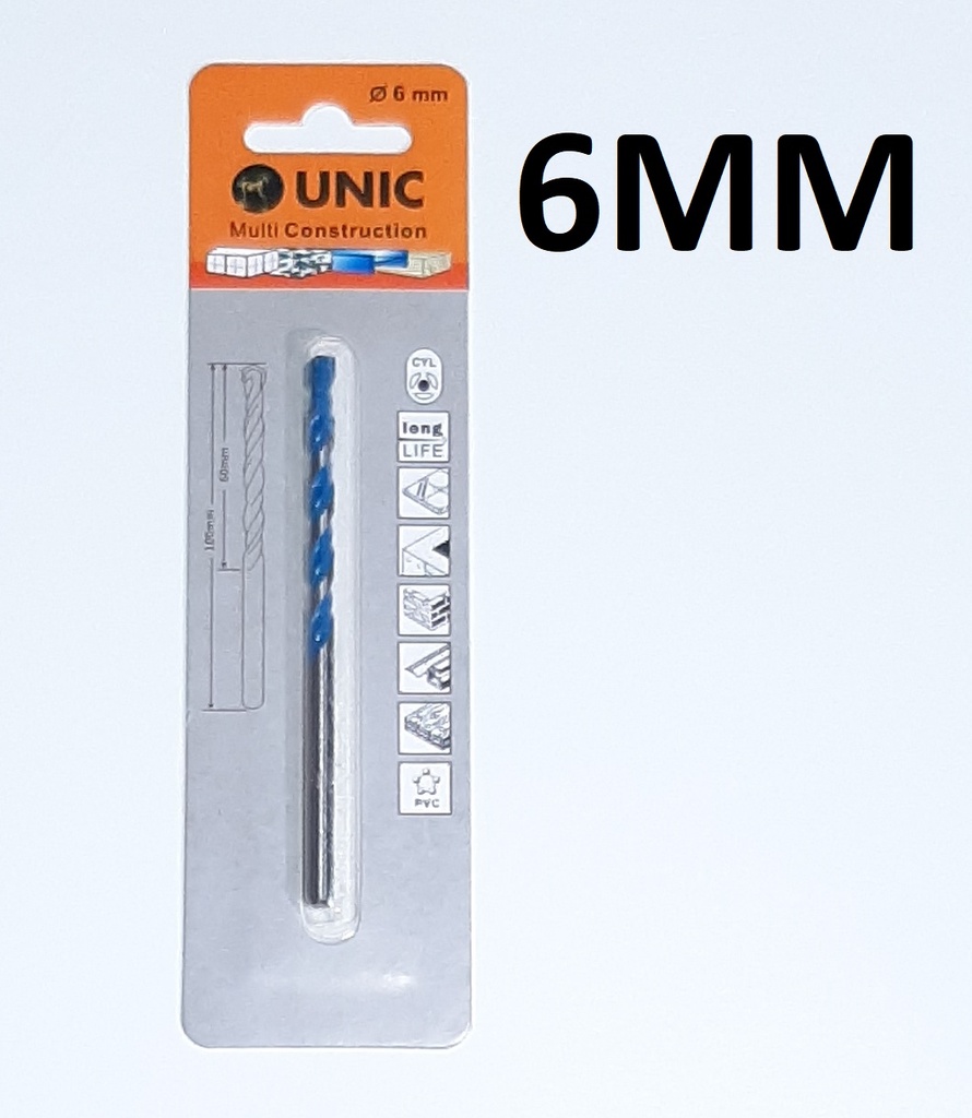 BROCA CONCRETO 6MM 15/64`` UNIC MULTIPROPOSITO