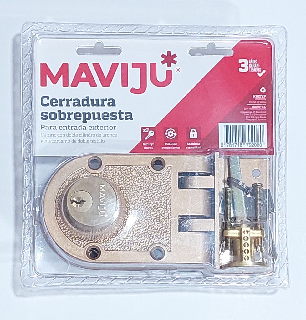 CERRADURA MAVIJU ENGRAMPE DORADA P/PUERTA PRINCIPAL