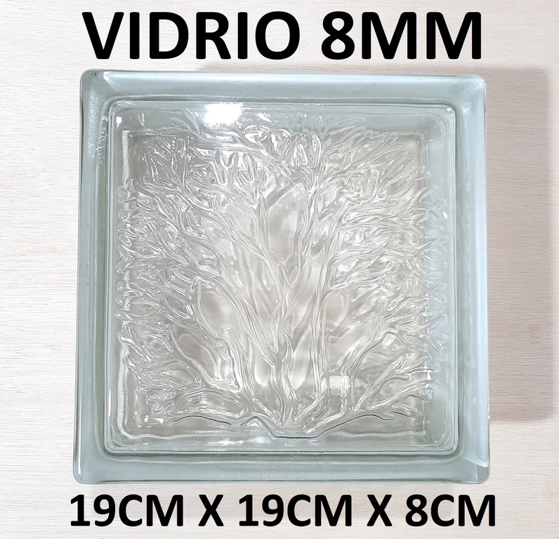 BLOQUE VIDRIO CORAL CLARO 19X19X8CM V-8MM