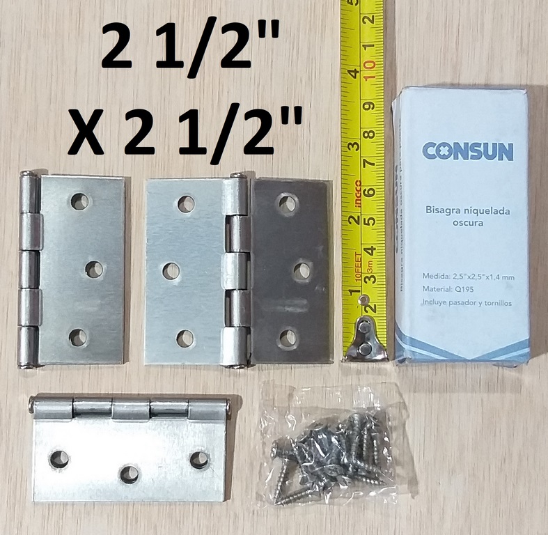 BISAGRA 2.5 X 2.5 CONSUN NIQ. SET 3UNIDADES C/T