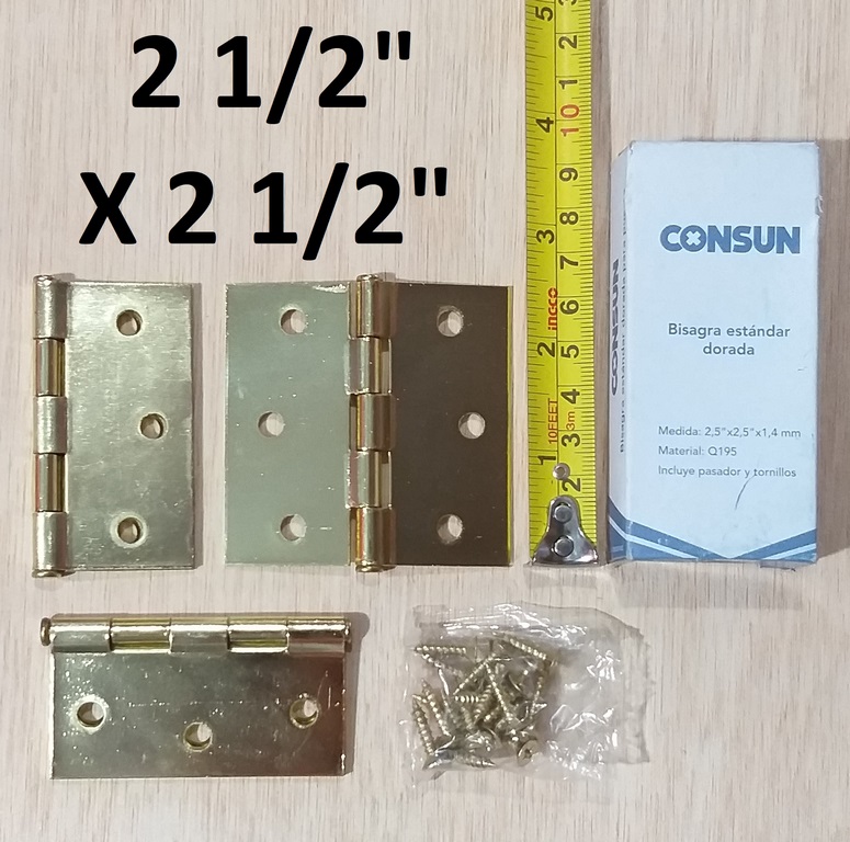 BISAGRA  2.5 X 2.5 CONSUN DOR. SET 3UNIDADES C/T