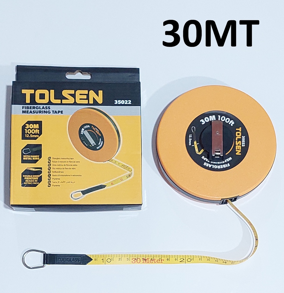 CINTA METRICA TOLSEN 30M X 12.5MM COD 35022 FIBRA/VIDR