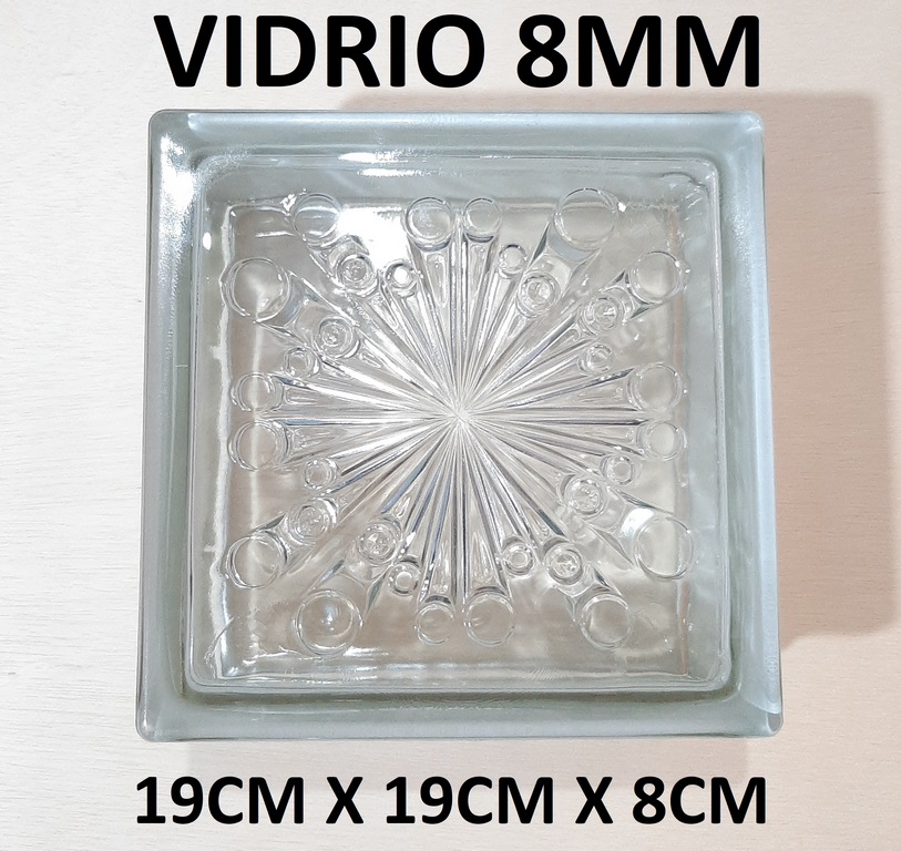 BLOQUE VIDRIO METEORO CLARO 19X19X8CM V-8MM