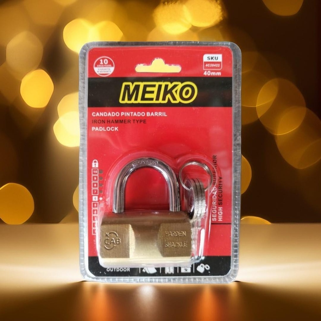 CANDADO MEIKO BARRIL 40MM PINTADO