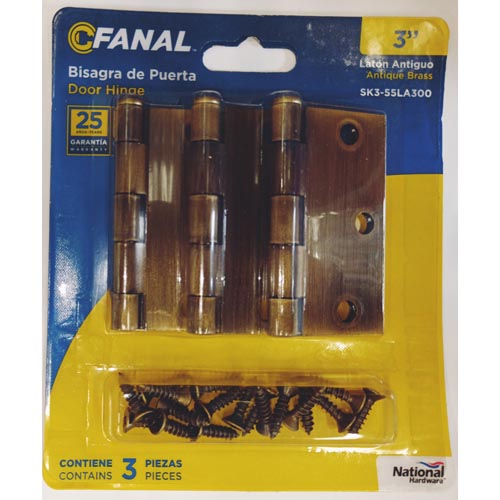 BISAGRA FANAL 3 X 3 BRONCE ANTIG SET 3 UNIDADES