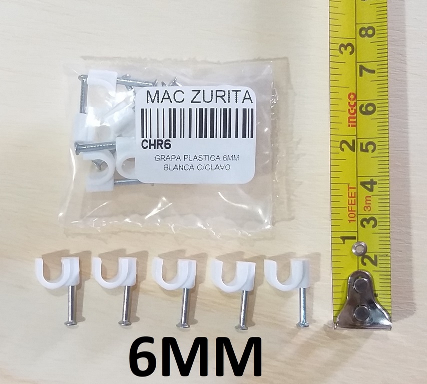 GRAPA PLASTICA 6MM C/CLAVO