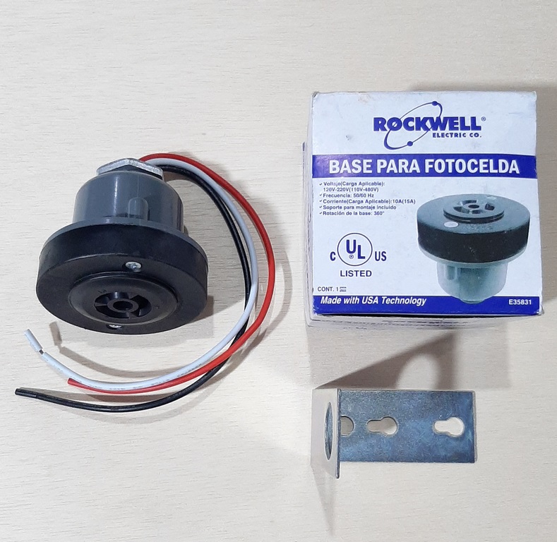 BASE P/FOTOCELULA ROCKWELL 120V-220-110-480V 10 A 15 AMP C/SOPORTE 360G UL