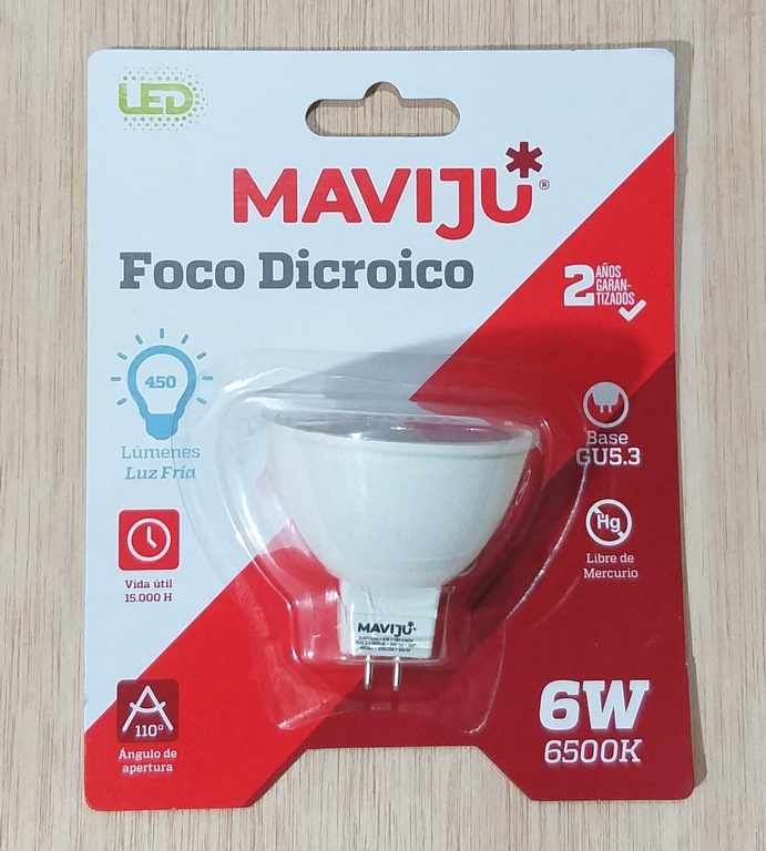 FOCO DICROICO LED MAVIJU 6W MR16 110° 6500K 450LM YGA01A27 BLISTER