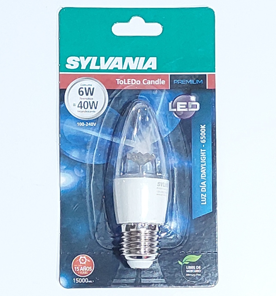 FOCO VELA SYLVANIA 6W E27 6500K
