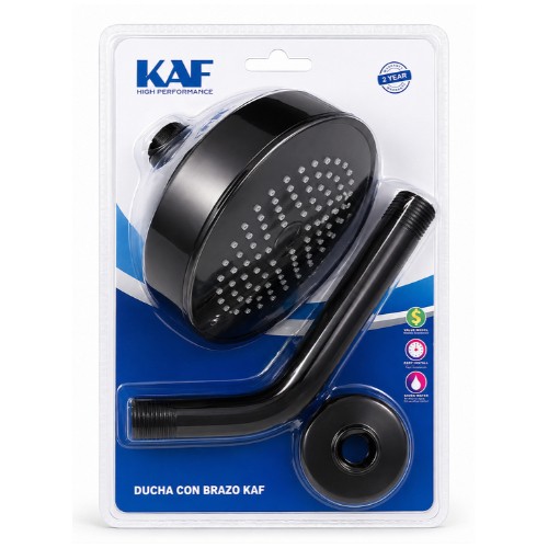 DUCHA KAF C/BRAZO 4´´ CORTO NEGRA LY-672/B