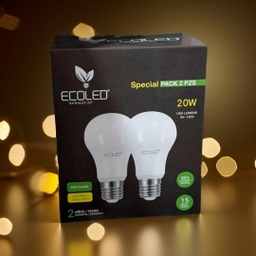 [4M981KF] FOCO LED ECOLED 20W 2PCS 6500K E27