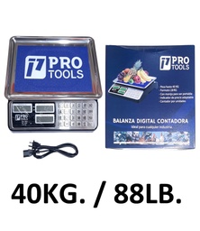 [100817] BALANZA DIGITAL PROTOOLS 40 KG C/CONTADOR NEGRA