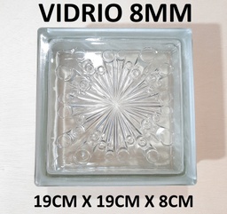 [488718] BLOQUE VIDRIO METEORO CLARO 19X19X8CM V-8MM